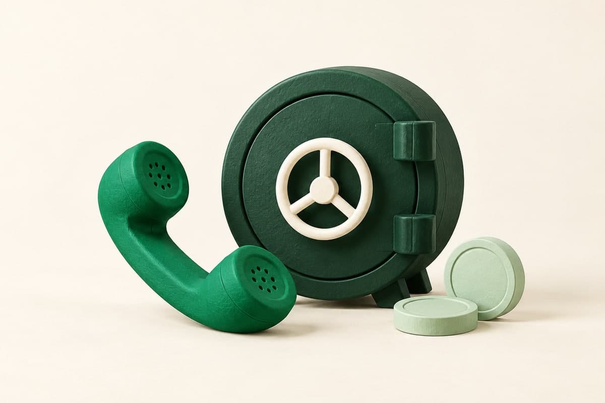Vault door, blank coins, and handset