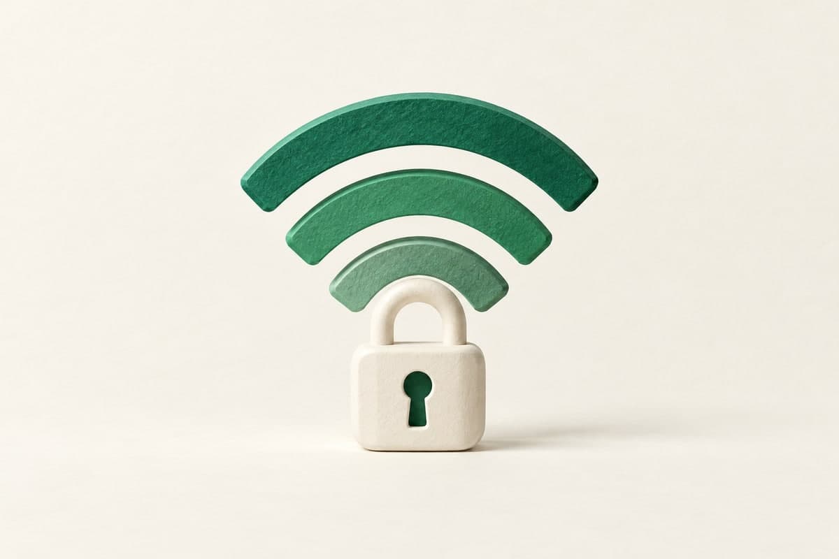 Emerald sculpted wireless arches above an ivory padlock